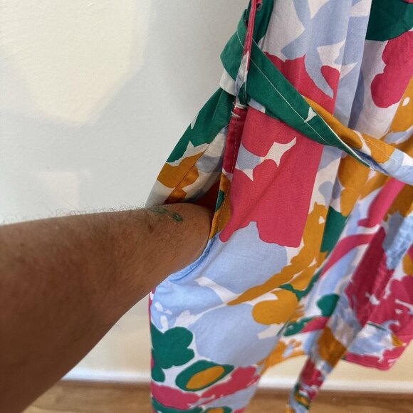 Free Assembly Womens Mini Knee Length Dress Floral Multicolor Cotton Small Belt - Picture 5 of 12